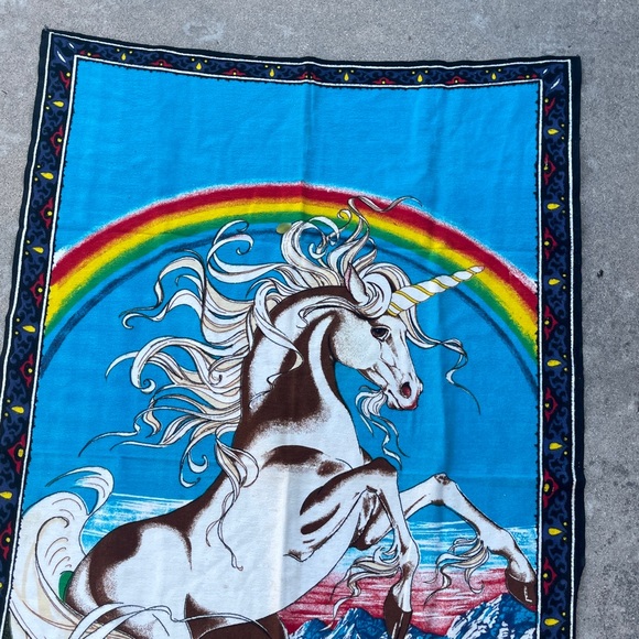 Vintage Colorful Rainbow Unicorn 70’s Tapestry Cloth Retro 420 Friendly - Picture 2 of 11